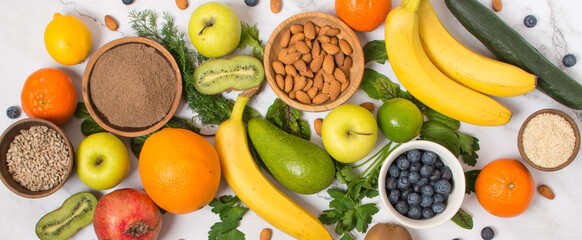 Healthy food clean eating selection: fruit, vegetable