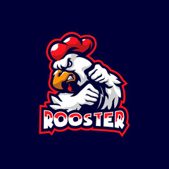 rooster mascot logo design vector with modern illustration concept style for badge, emblem and t shirt printing. angry rooster illustration.