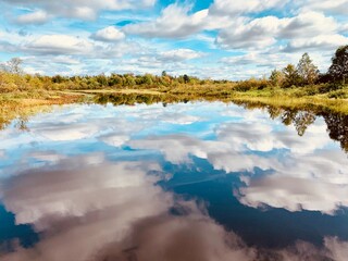 Reflection of clouds on a river