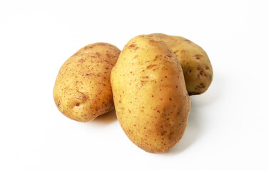 Fresh potatoes isolated on white background