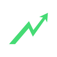 Growth arrow icon. Green arrow up. Success symbol. Vector isolated on white