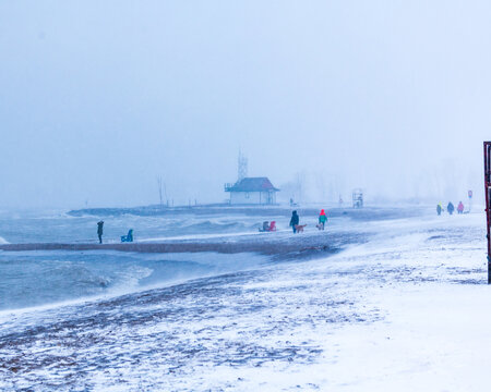Kew Beach, Toronto during a winter snow storm