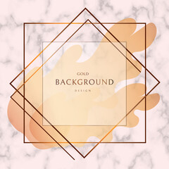 Gold frame with a beautiful spot on a marble background. Abstract gradient line. Vector illustration. Perfect design for header, logo and sale banner.
