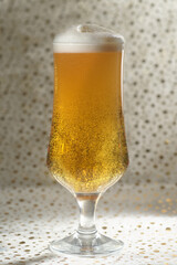Beer.Pint of Beer close up isolated on abstract background. Cold Craft light Beer in a glass