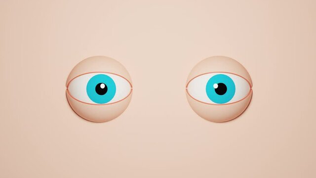 3d blinking cartoon blue eyes. Looped animation