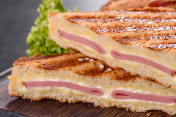 Delicious fresh toast grill with cheese and ham