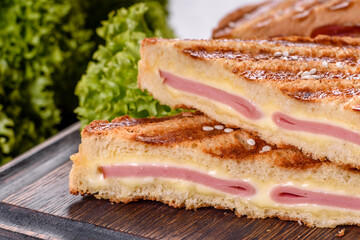 Delicious fresh toast grill with cheese and ham