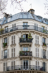 Fototapeta na wymiar Paris, typical facades, beautiful buildings boulevard Voltaire 