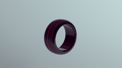 Black Red Ring Chunky Semi Polished Smooth Futuristic Band Design 3d illustration render