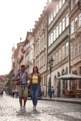 Obraz premium Tourist couple sightseeing; Traveller lifestyle