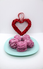 Raspberry marshmallow for dessert with a heart for Valentine's Day 1