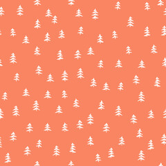 Tiny pine tree doodle repeat pattern design
