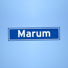 Marum place name sign in the Netherlands