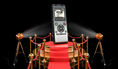 Podium with digital voice recorder, 3D rendering