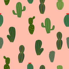 Simple cactus doodle repeat pattern design