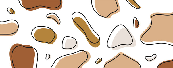 Abstract beige minimalist art. Decorative background, stains, vector illustration