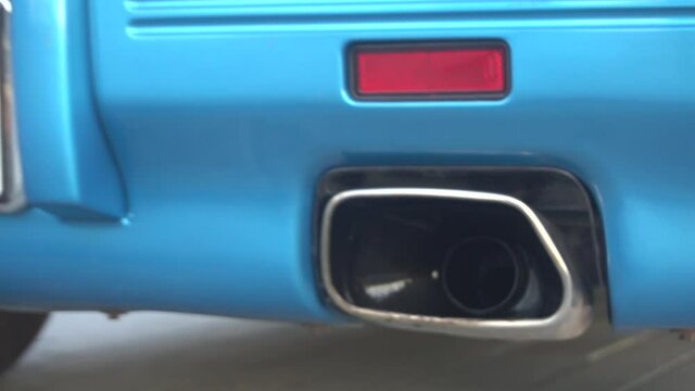 car exhaust close up view during diagnostics