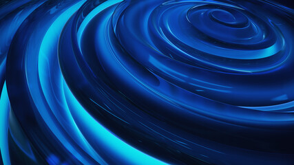 Abstract Blue Glowing Reflective Mirror Spiral Background Rendering
