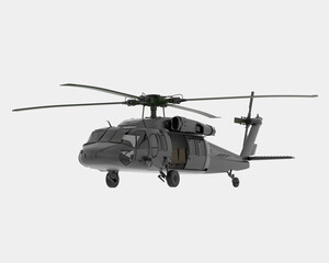 War helicopter isolated on grey background. 3d rendering - illustration © Elena