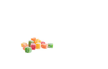 Multicolored rahat lukum on a white background