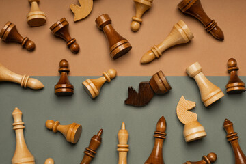 Chess on a flat background top view