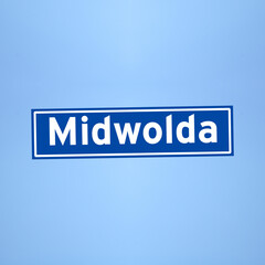 Midwolda place name sign in the Netherlands