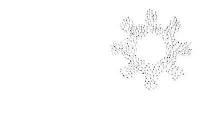 3d rendering of nails in shape of symbol of sun symbol with shadows isolated on white background