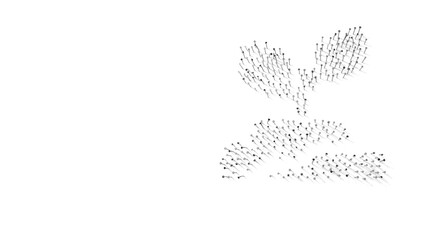 3d rendering of nails in shape of symbol of plant in soil with shadows isolated on white background