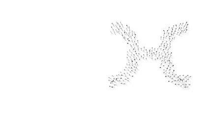 3d rendering of nails in shape of symbol of Pisces zodiac with shadows isolated on white background