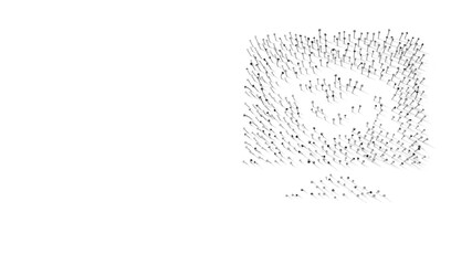 3d rendering of nails in shape of symbol of online education with shadows isolated on white background