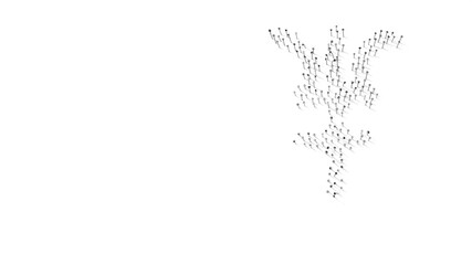 3d rendering of nails in shape of symbol of Neptune symbol with shadows isolated on white background