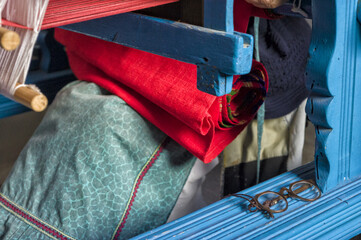 weaving machine and glasses of a very old weaver in the village of Olympos, karpathos island, Greece