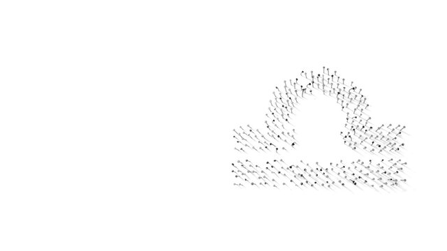 3d rendering of nails in shape of symbol of libra zodiac with shadows isolated on white background