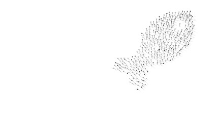 3d rendering of nails in shape of symbol of fish with shadows isolated on white background