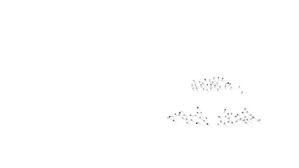 3d rendering of nails in shape of symbol of fighter plane with shadows isolated on white background