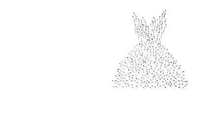 3d rendering of nails in shape of symbol of dress with shadows isolated on white background