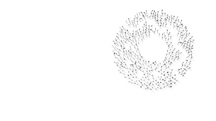 3d rendering of nails in shape of symbol of donut with shadows isolated on white background