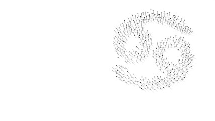 3d rendering of nails in shape of symbol of cancer zodiac with shadows isolated on white background