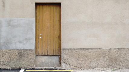 old wooden door on facade