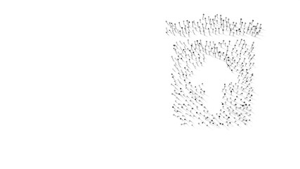 3d rendering of nails in shape of symbol of trash restore with shadows isolated on white background