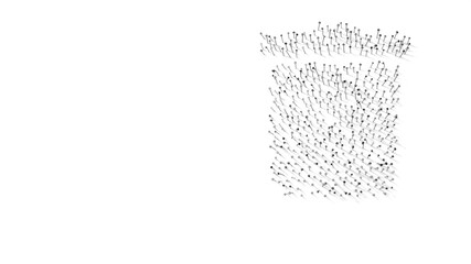 3d rendering of nails in shape of symbol of trash with shadows isolated on white background