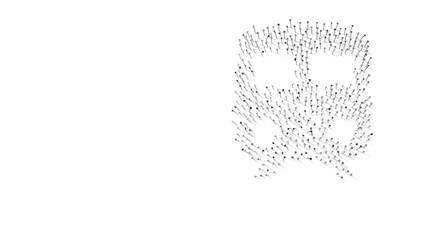 3d rendering of nails in shape of symbol of train with shadows isolated on white background