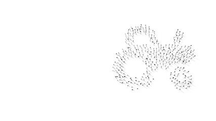 3d rendering of nails in shape of symbol of tractor with shadows isolated on white background