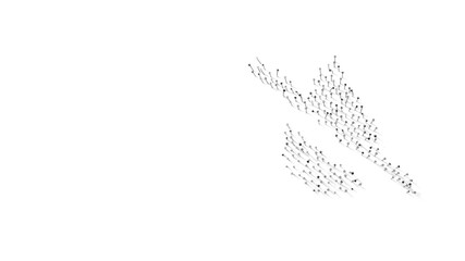 3d rendering of nails in shape of symbol of tint slash with shadows isolated on white background