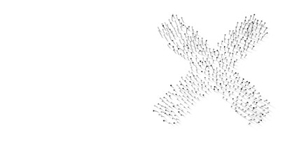 3d rendering of nails in shape of symbol of times with shadows isolated on white background