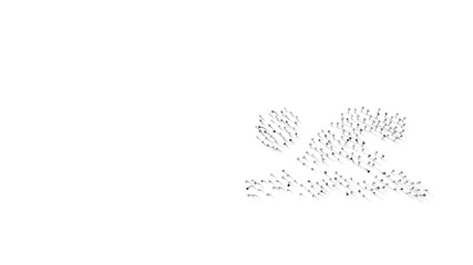 3d rendering of nails in shape of symbol of swimmer with shadows isolated on white background