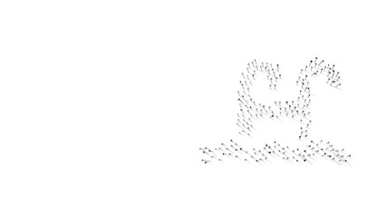 3d rendering of nails in shape of symbol of swimming pool with shadows isolated on white background