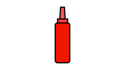 ketchup on white background,  illustration. red ketchup, fast food seasoning. sauce for dressing food. juicy burger and fried potatoes with ketchup. quick snack