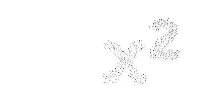 3d rendering of nails in shape of symbol of superscript with shadows isolated on white background