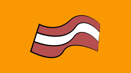 piece of bacon on an orange background, illustration. a piece of fried pork. meat with lard. breakfast food. bacon for a quick bite. fast food, fast food salty